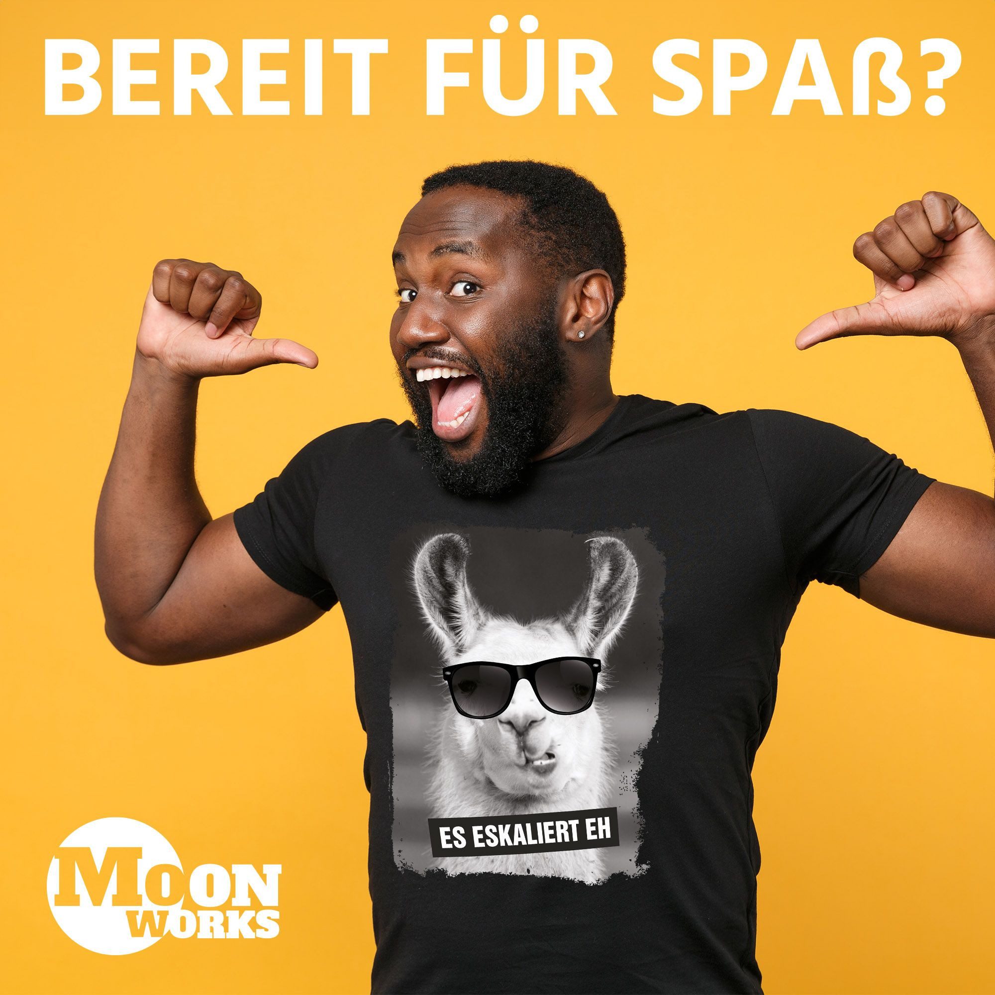 MoonWorks Print-Shirt Herren T-Shirt Es Eskaliert Eh Lustige Tiermotive Lam günstig online kaufen