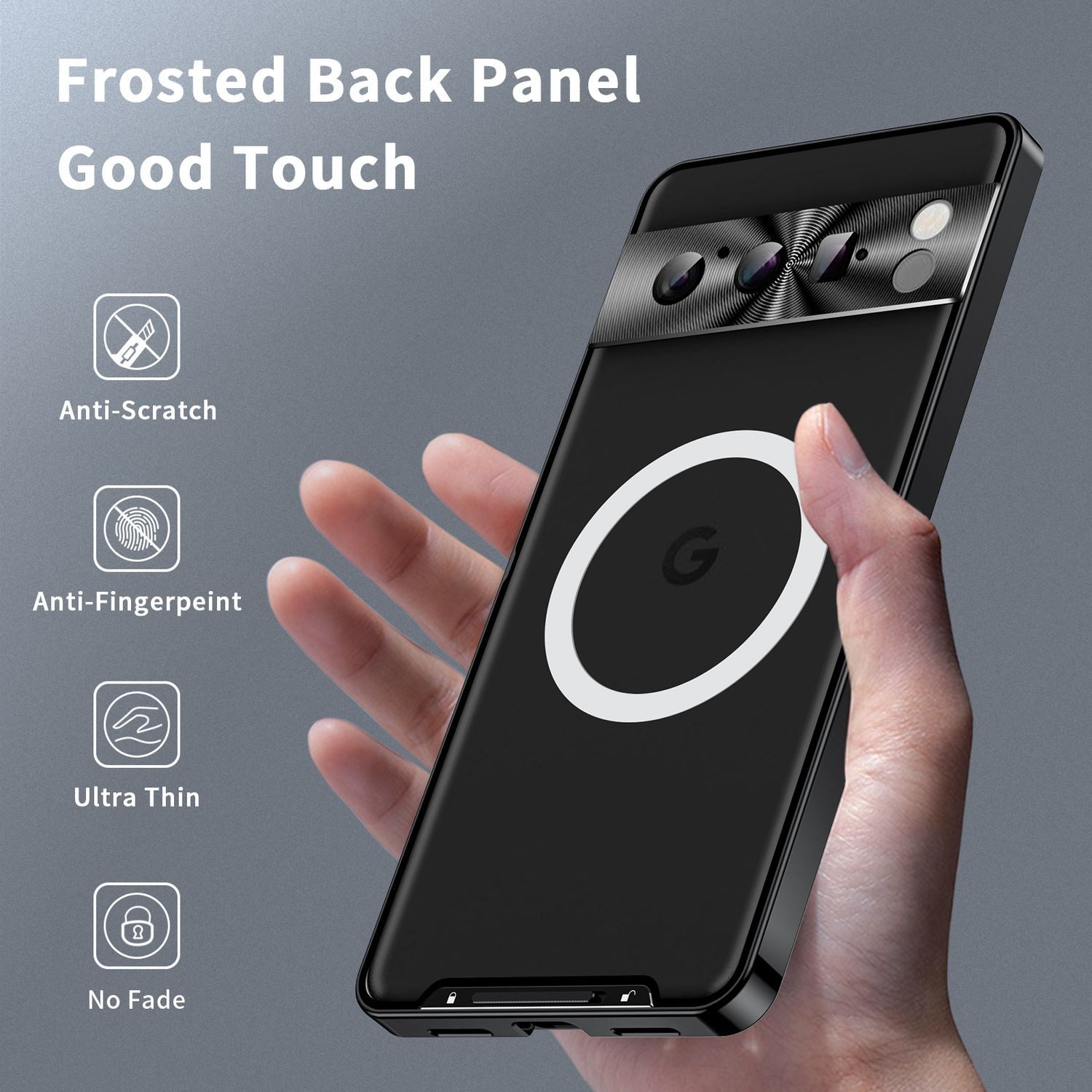 Wigento Handyhülle Für Google Pixel 8 Pro MagSafe Magnetic Frosted Metal Hülle Schwarz