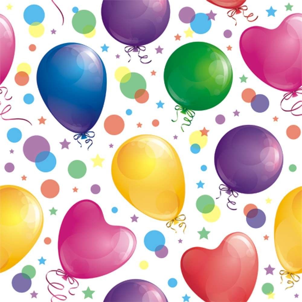 Linoows Papierserviette 20 Servietten Kinder, Glänzende Luftballons & bunte  Kreise, Motiv Kinder, Glänzende Luftballons & bunte Kreise