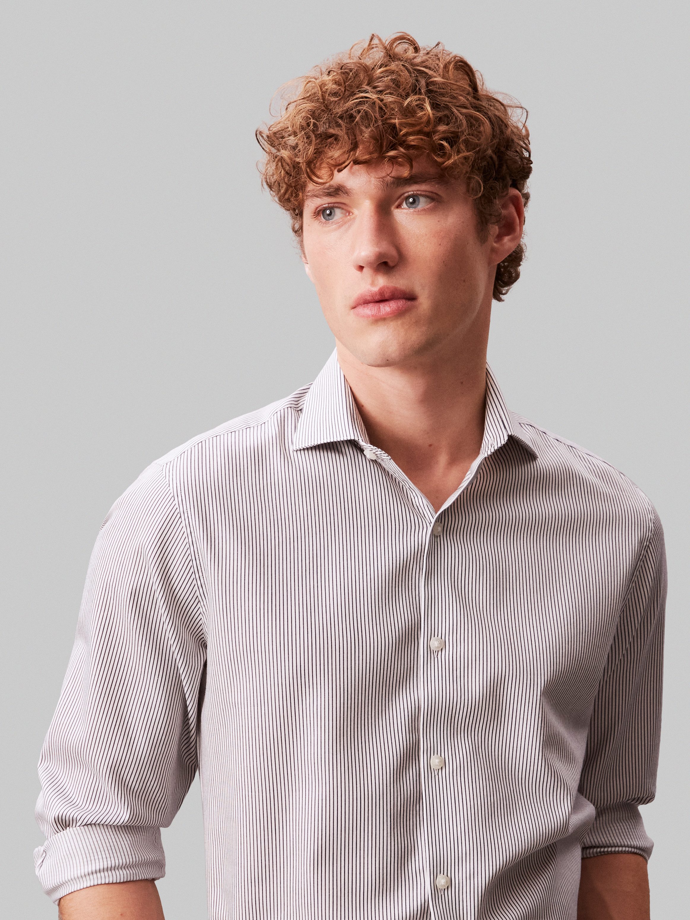 Calvin Klein Businesshemd SLIM SFT WSHD STR STP Slim fit mit Knopfleiste