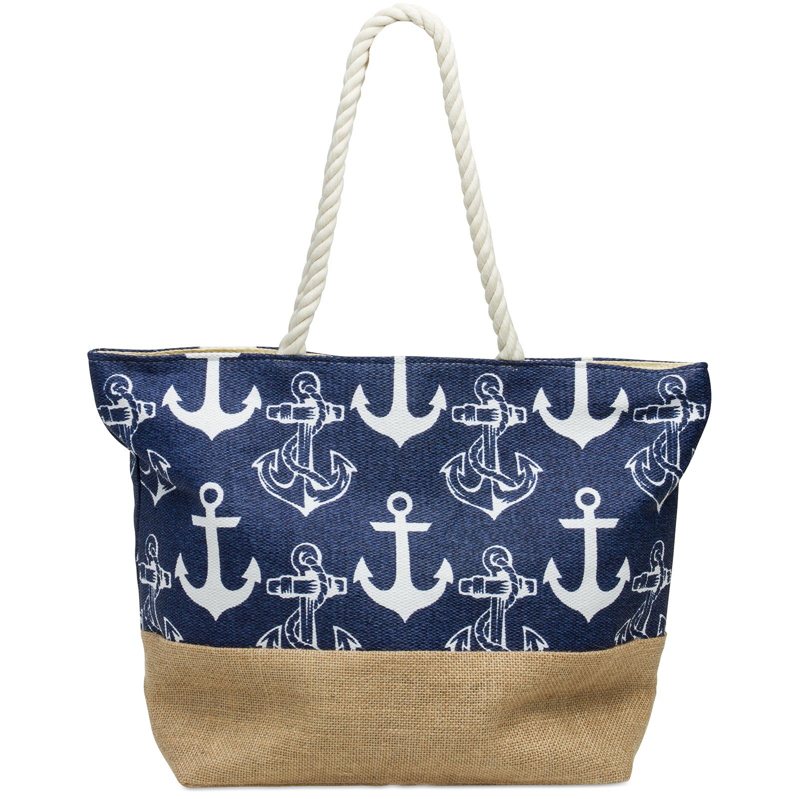 Caspar Strandtasche TS1034 Damen Strandtasche mit Anker Muster günstig online kaufen