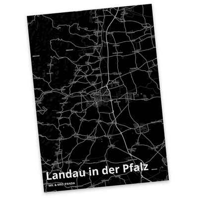 Mr. & Mrs. Panda Postkarte Landau in der Pfalz - Geschenk, Stadt Dorf Karte Landkarte Map Stadtp