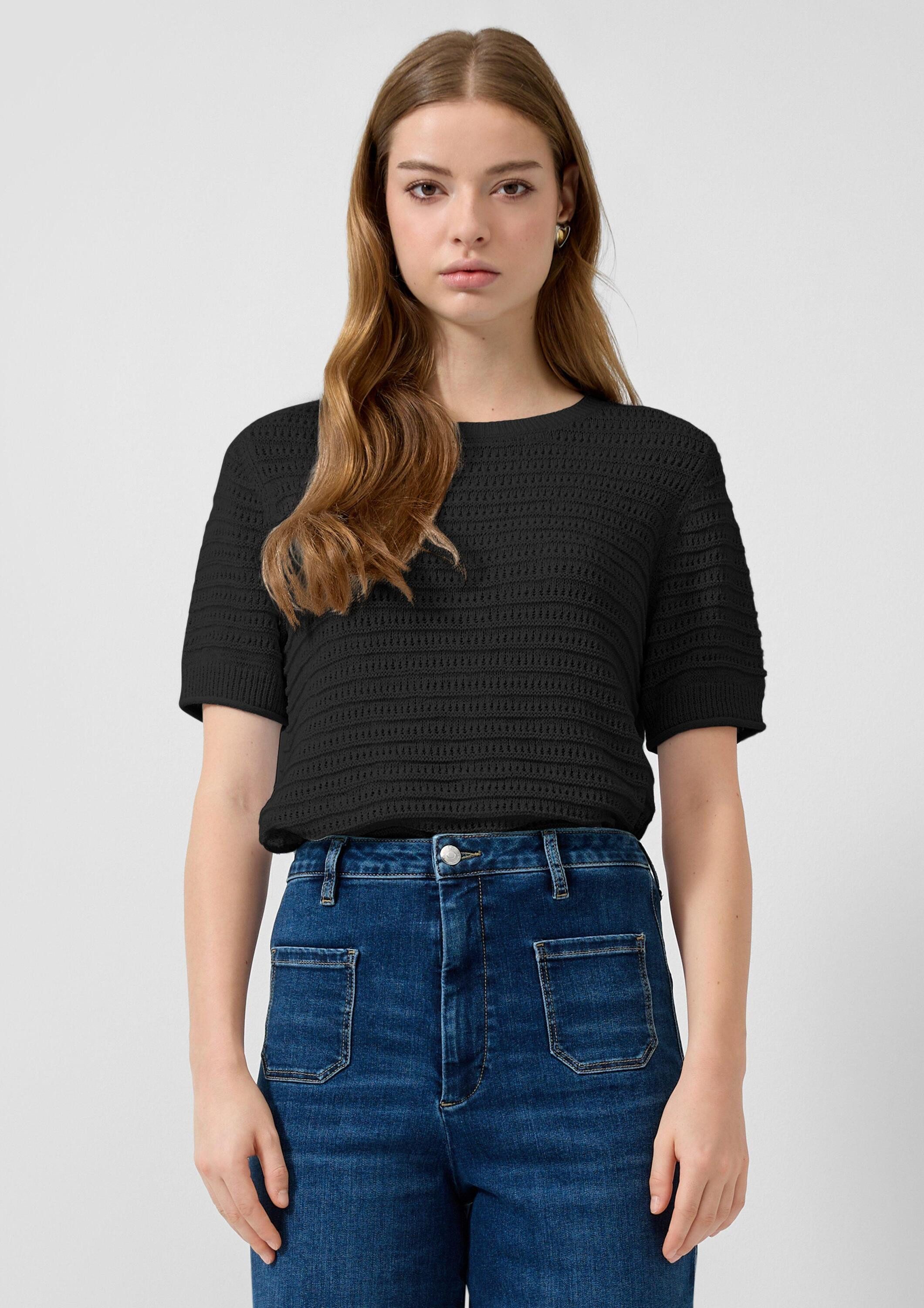 QS Kurzarmpullover Strickpullover Kurzarmpullover