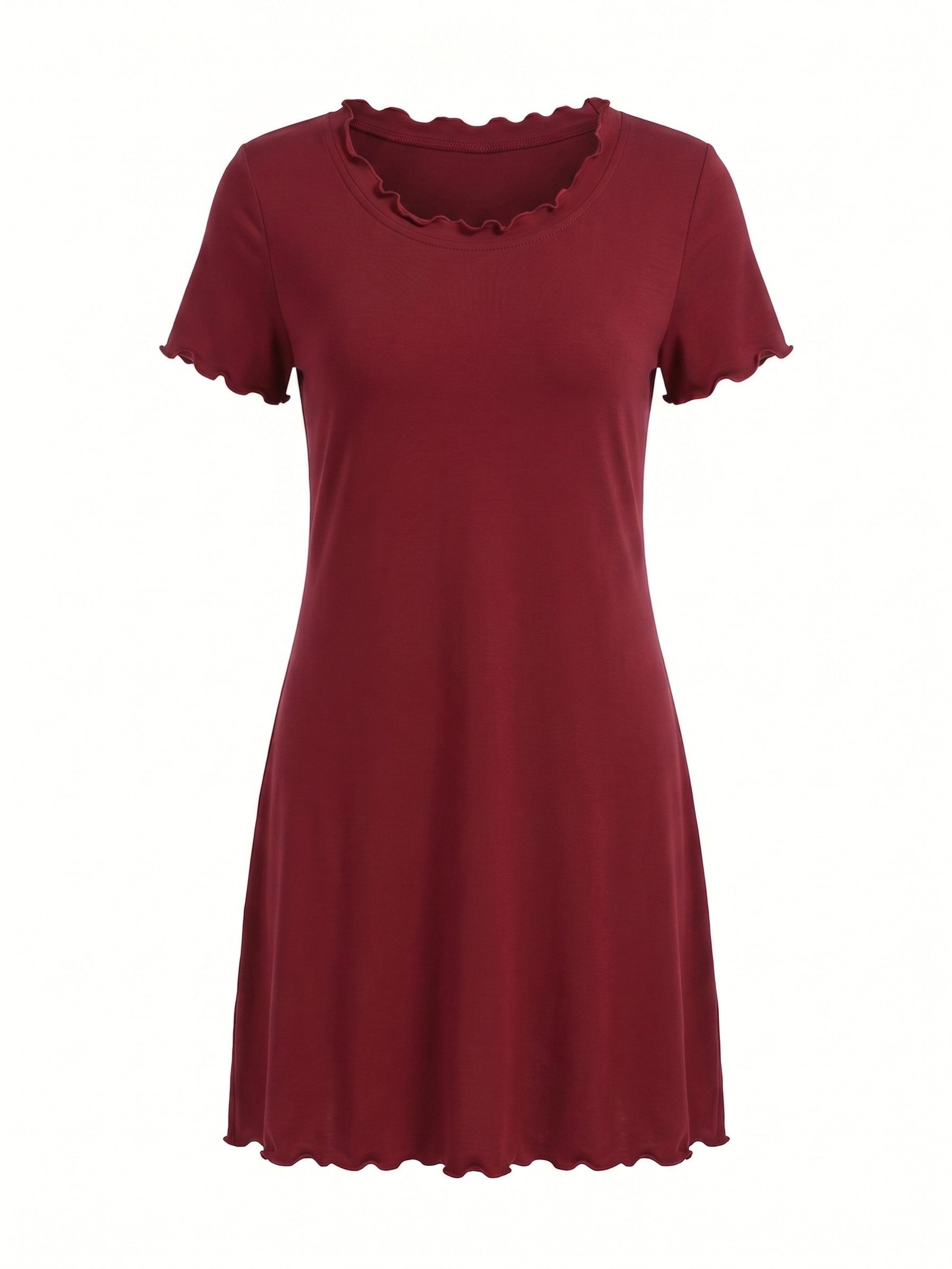 Elegant Love Nachthemd Damen Schlafkleid für den Sommer – Kurzarm-Nachtwäsche mit Wellensaum