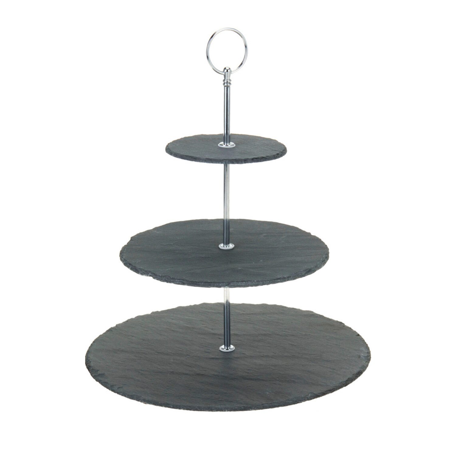 Dekoschale Runde Metall-Etagere Servierregal 3-stöckig schwarz Ø12/22/30cm