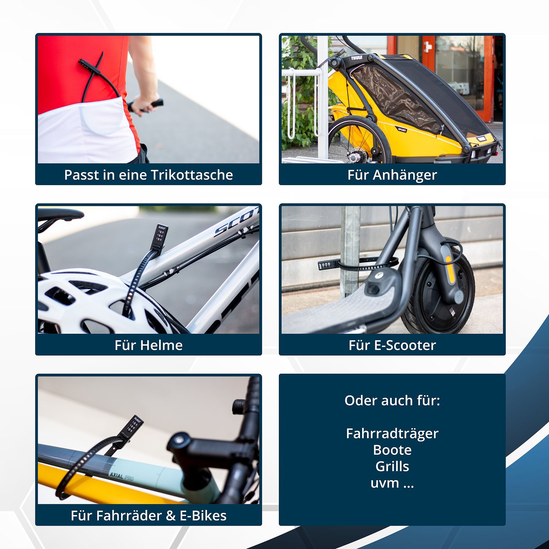 Rave Bike&Outdoor Kabelschloss Multifunktionsschloss (1-tlg), nur 100 g leicht