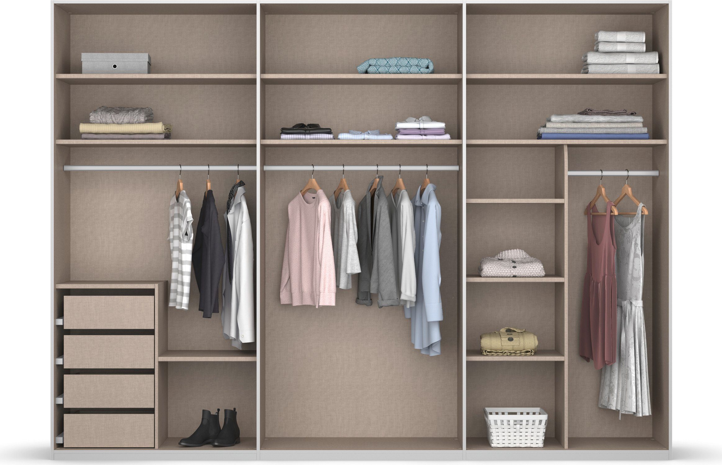 rauch Drehtürenschrank Kleiderschrank Schrank Garderobe Wäscheschrank SKAT MERIDIAN Glasfront (Breiten 151/201/251/301, Höhen 223/235 cm, inkl. SOFT-CLOSE-FUNKT – Bild 4 von 5