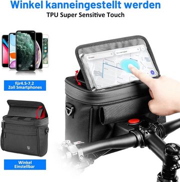 PFCTART Fahrradtasche 4.5L Schwarzer faltbarer Mehrzweck-Radsportbeutel Fahrradlenkerpaket (Mit Touchscreen), Abdichtung