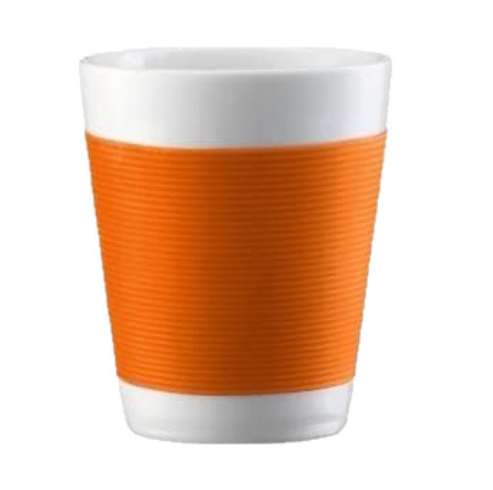 Bodum Tasse Canteen Чашки 100ml, 2 Stk doppelwandige Чашки для еспресо orange Becher, aus hochwertigem Porzellan, Kaffeetasse Porzellantasse Kaffee Kaffeebecher Espresso Doppelwandig