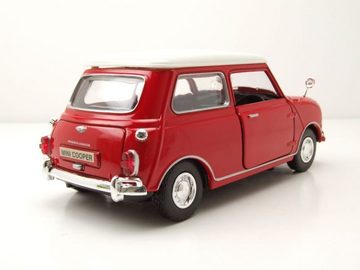 Motormax Modellauto Mini Cooper rot mit weißem Dach Modellauto 1:18 Motormax, Maßstab 1:18