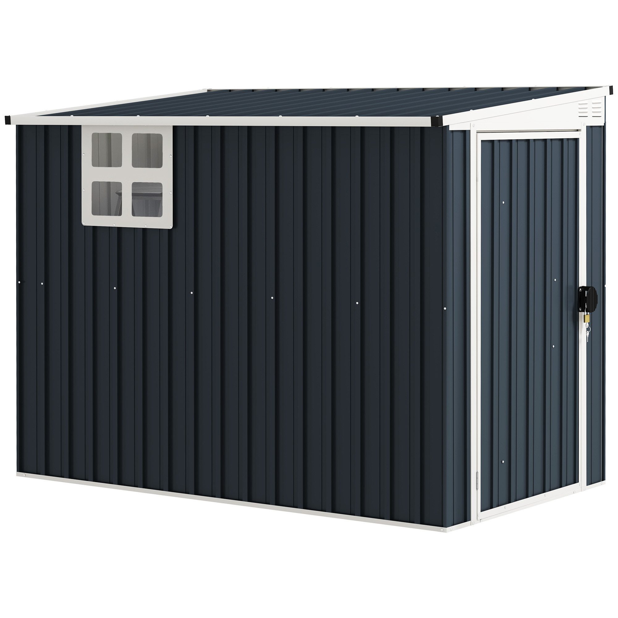 MC Star Gerätehaus Gartenlagerschuppen, Werkzeugschuppen für Gartengeräte, Fenster, (Lüftungsöffnungen, abschließbar, Stahl, Dunkelgrau)