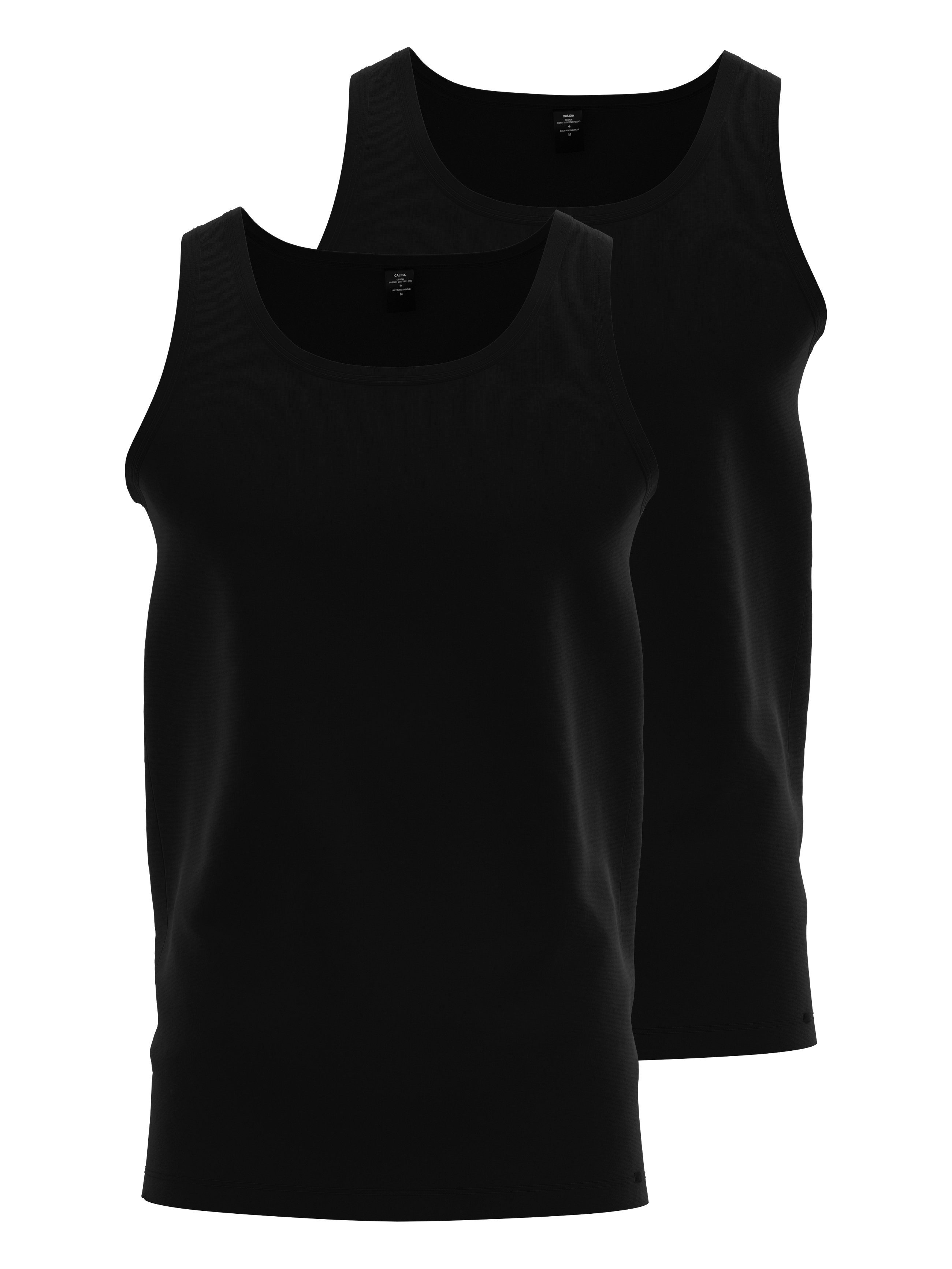 (Packung, Shirt Athletic-Shirt, Doppelpack, 2-St) Unterhemd enganliegendes, CALIDA Natural ärmelloses schwarz Benefit