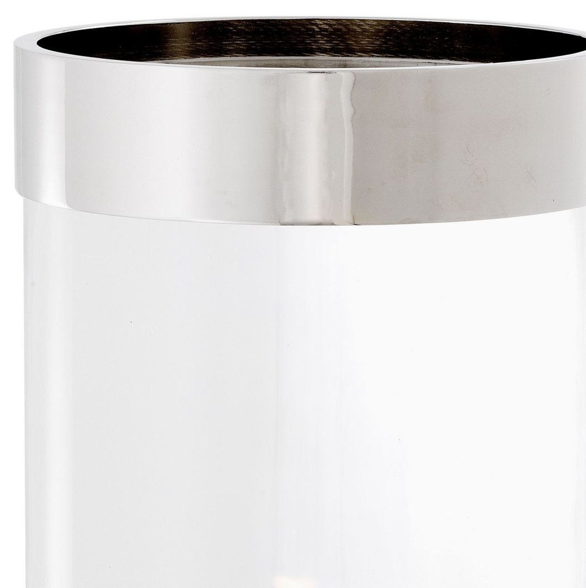 - mit Luxus Glas Silber Kerzenleuchter 20,5 Kerzenleuchter 41,5 Qualität x H. Runder Ø cm - Kerzenleuchter Casa Ring Luxus Padrino Aluminium