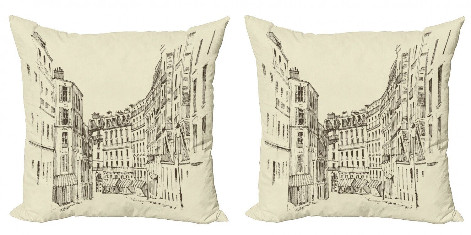 Paris Kissenbezüge Abakuhaus von Doppelseitiger Digitaldruck, Stück), (2 Gebäude Modern Europa Frankreich Accent