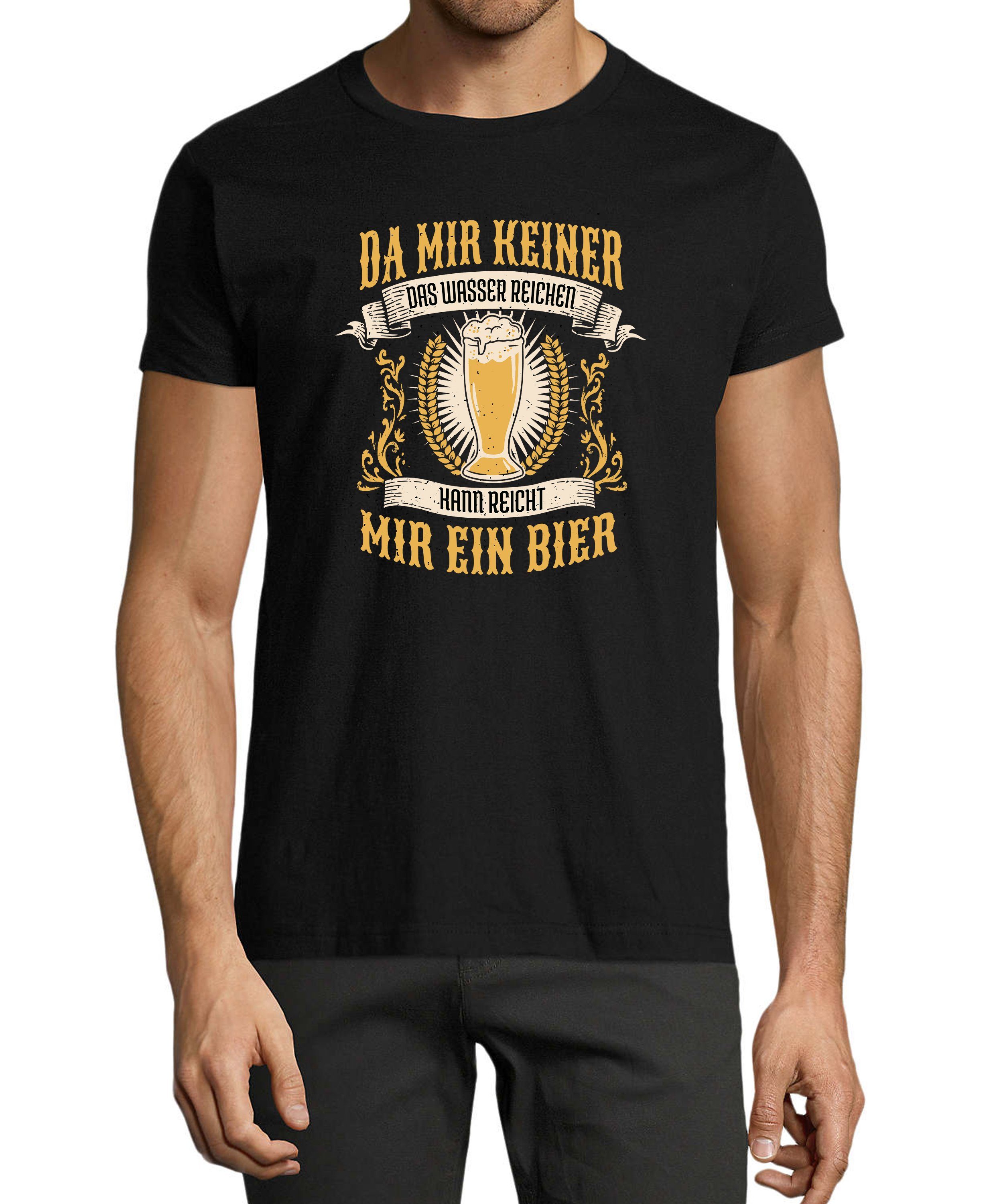 MyDesign24 T-Shirt Herren Fun Print Shirt - Oktoberfest Trinkshirt reicht mir ein Bier Baumwollshirt mit Aufdruck Regular Fit, i308 schwarz