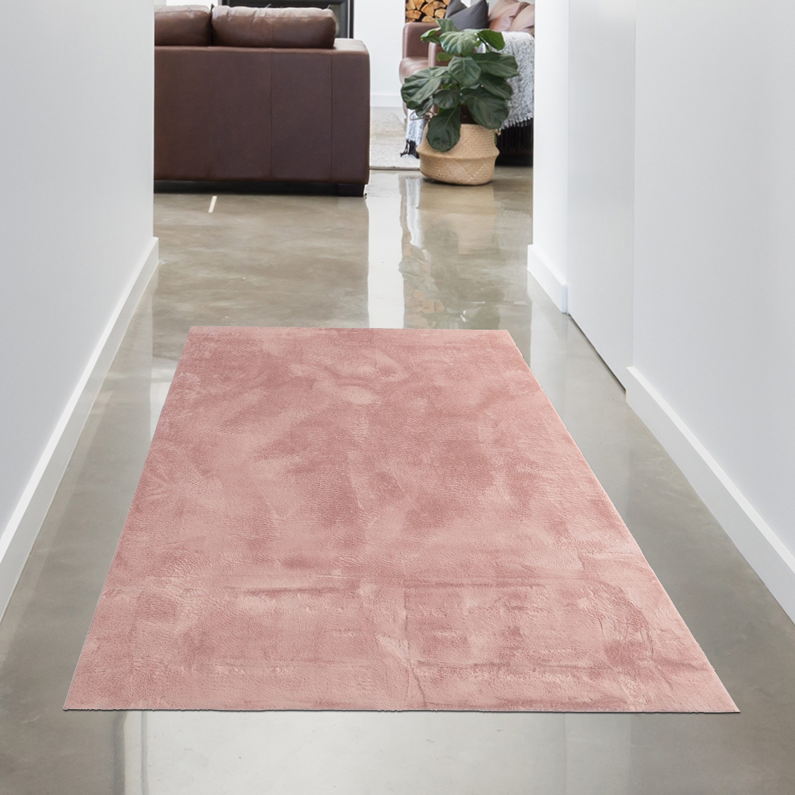 Carpetia Teppich Teppich rosa Hasenfell-Optik elegant weich mit feinem Schi günstig online kaufen