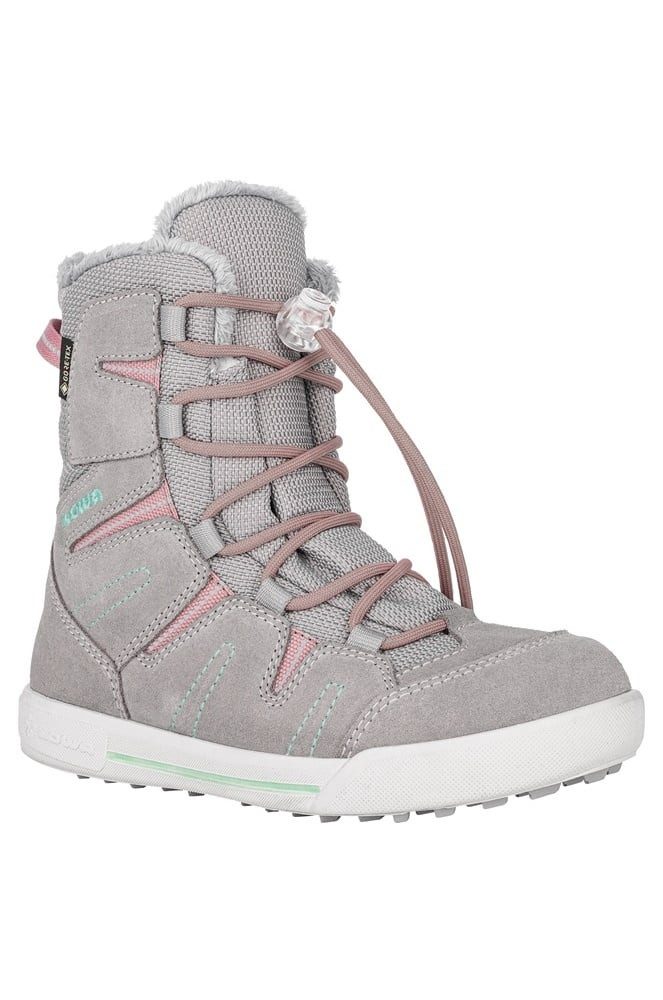 Lowa Lucy GTX (Veloursleder/Textil, wasserdicht) 2024 grau/rosa Kinder Winterstiefel