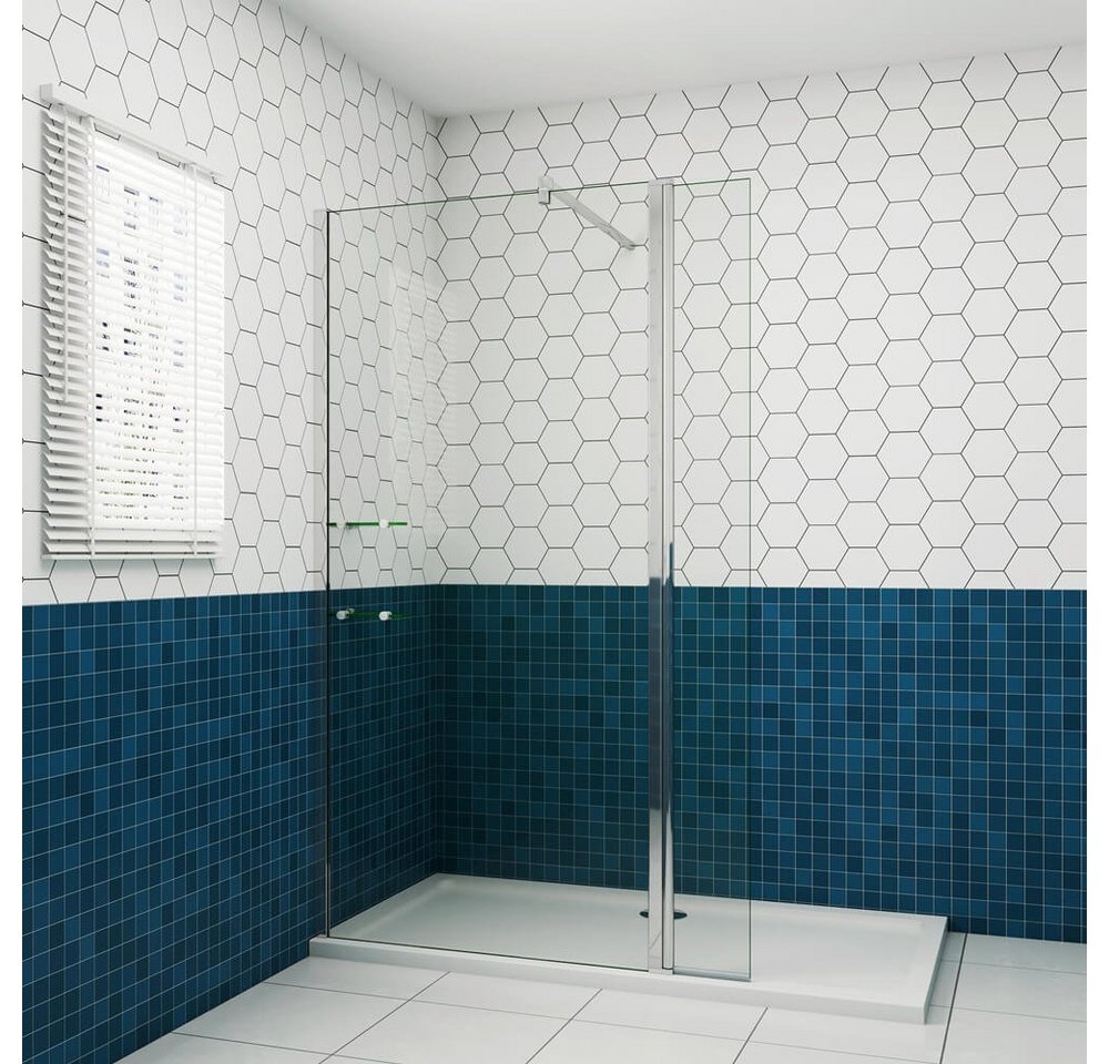 Thumbnail - duschspa Duschwand 200cm 8mm Glastrennwand mit Flipper-Panel Walk in Dusche, Einscheibensicherheitsglas, Sicherheitsglas...