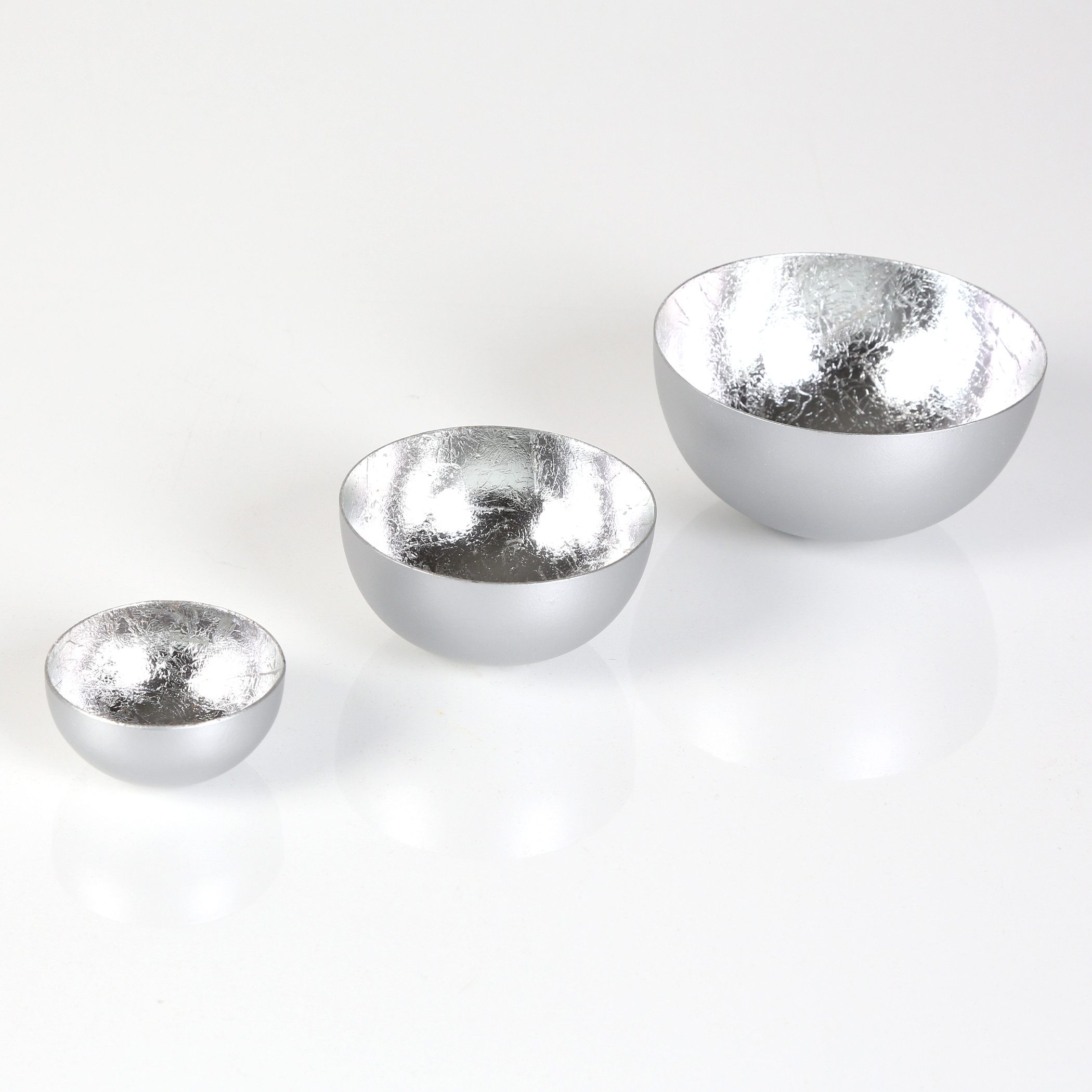 Casa Moro Teelichthalter Metall Kerzenhalter Silber 3er Set Muttertag Tisch Deko (einzigartige Wohn Tischdeko in Industrie Chic), Ostern Dekoration Geschenk-Idee Meo-Silber 70848-3S