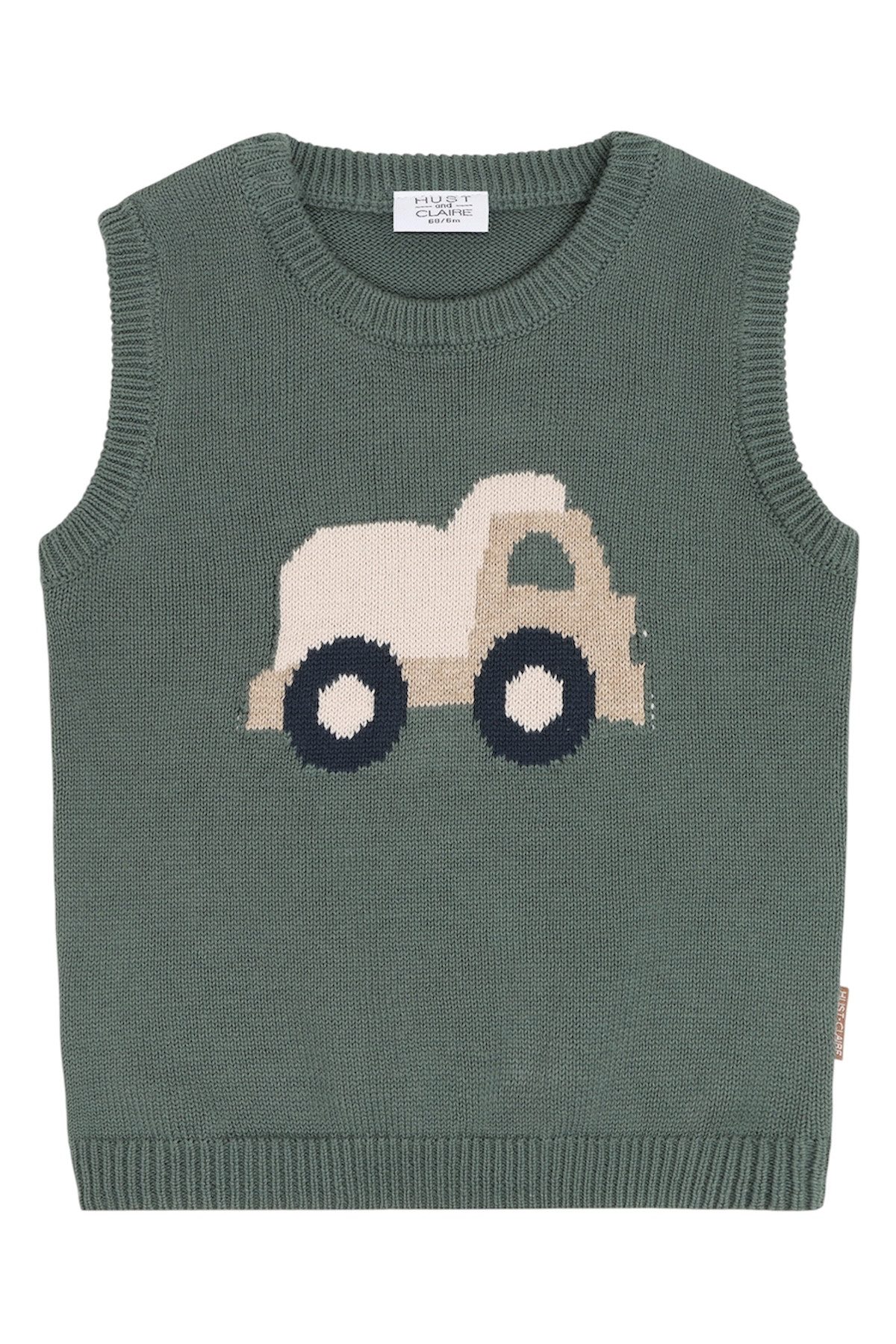 Hust & Claire Pullunder HCPerry Lorry (1-tlg) HCPerry Lorry Strickweste mit Fahrzeugmotiv – Balsam Green