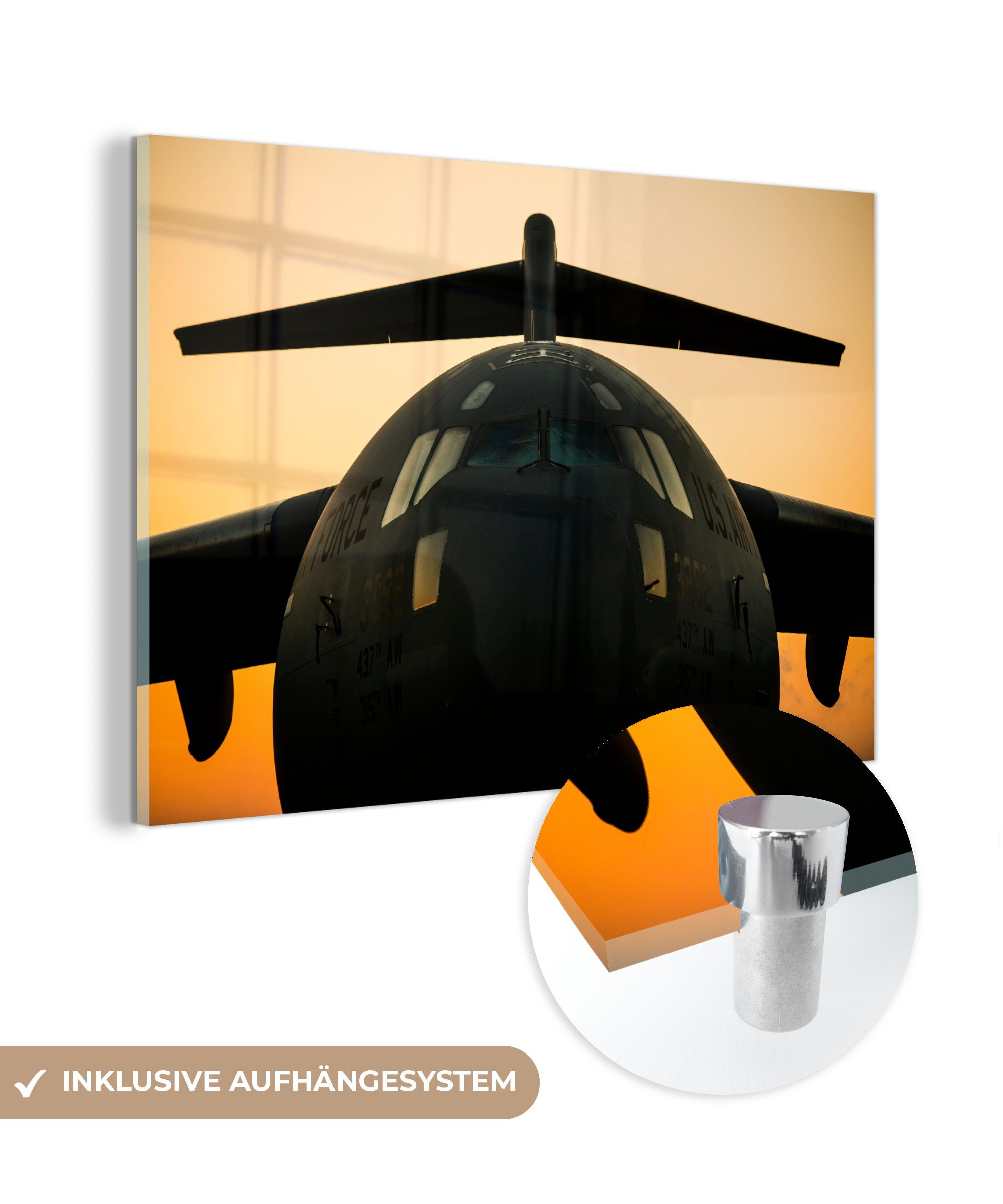 MuchoWow Acrylglasbild Flugzeuge - Fliegen - Sonne, (1 St), Acrylglasbilder Wohnzimmer & Schlafzimmer