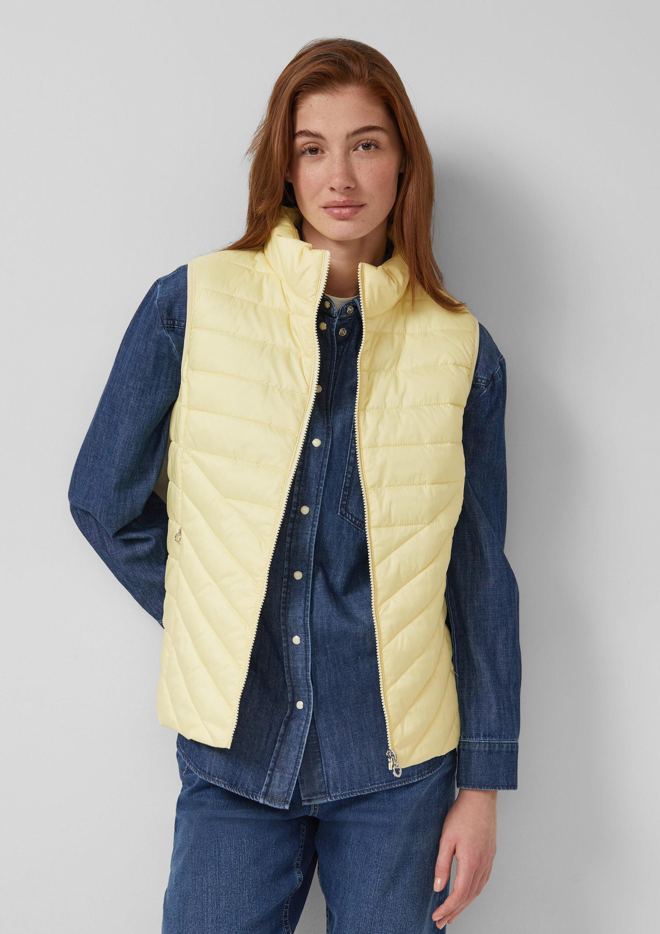 s.Oliver Outdoorjacke Outdoor-Weste Leichte Steppweste mit Stehkragen und Packfunktion