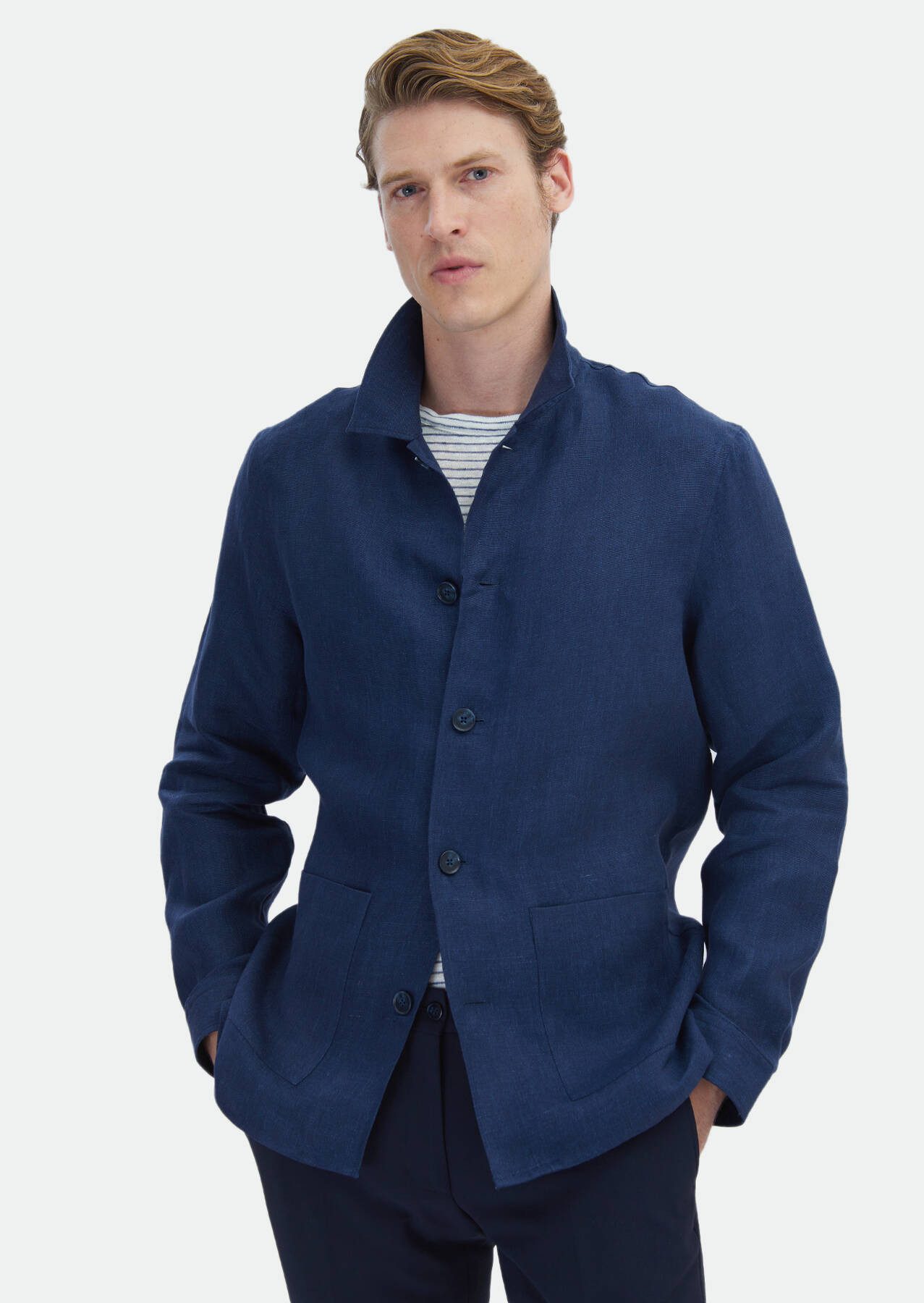 Langarmhemd Marineblau Hemdjacke