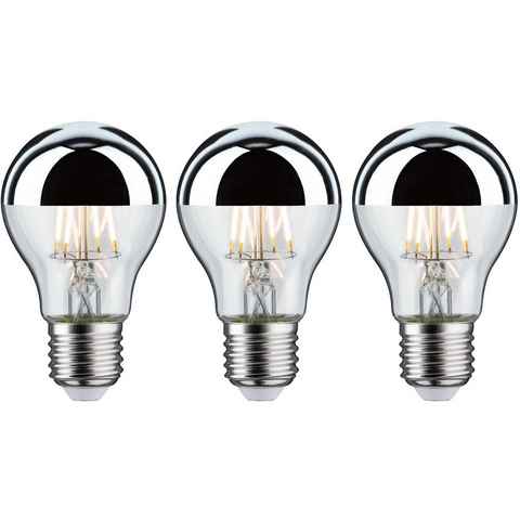 Paulmann LED-Leuchtmittel 3er Pack 6,5W Kopfspiegel E27 2700K silber, E27, 3 St., Warmweiß