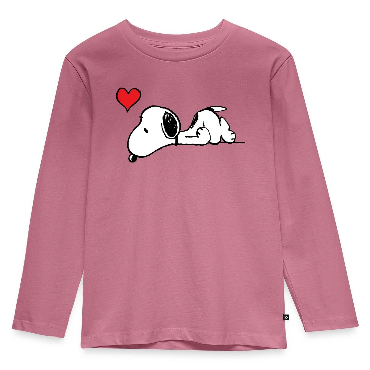 Spreadshirt T-Shirt Peanuts Snoopy Liebe Herz Love Kinder Premium Langarmshirt (1-tlg)