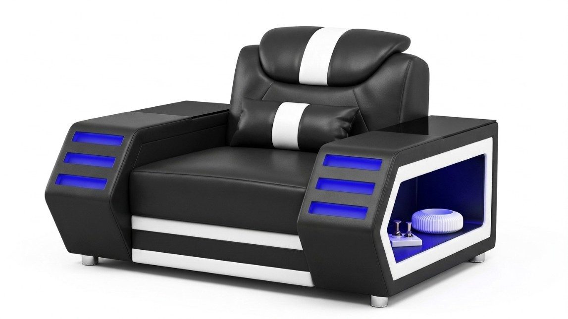 Xlmoebel Relaxsessel Moderner Relaxsessel in Schwarz und Weiß mit LED-Beleuchtung (1-St), Made in Europa