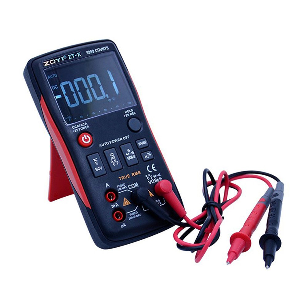 Bolwins Strommessgerät I48C Digital Multimeter Voltmeter Strommessgerät AC/DC Spannung Strom, 2,4 " Display, Packung, 6-tlg., ZOYI ZT-X, True RMS, 9999 Counts, Auto-Range, NCV, Beleuchtetes Display