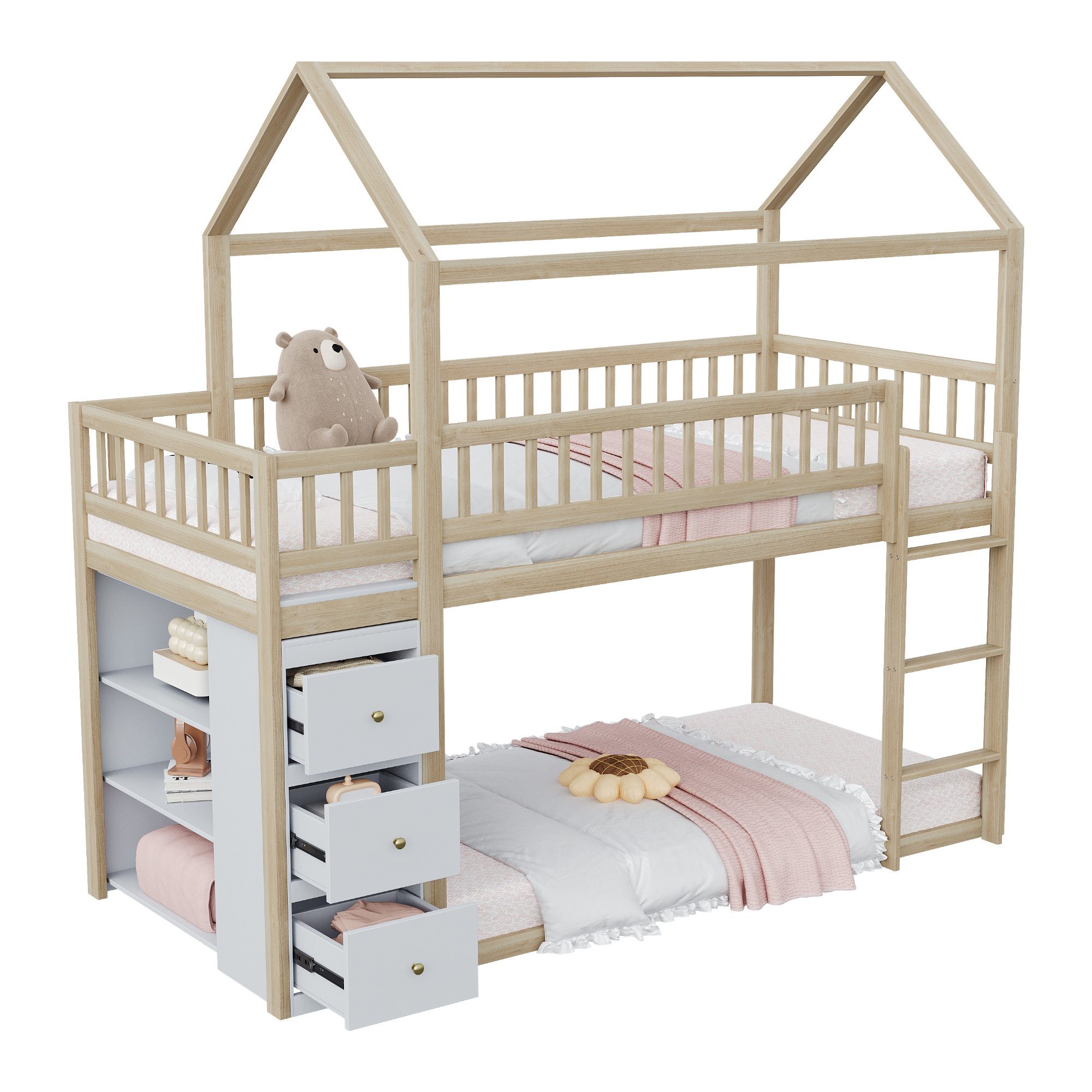 Flieks Etagenbett, Kinderbett 90x200cm mit oberem günstig online kaufen