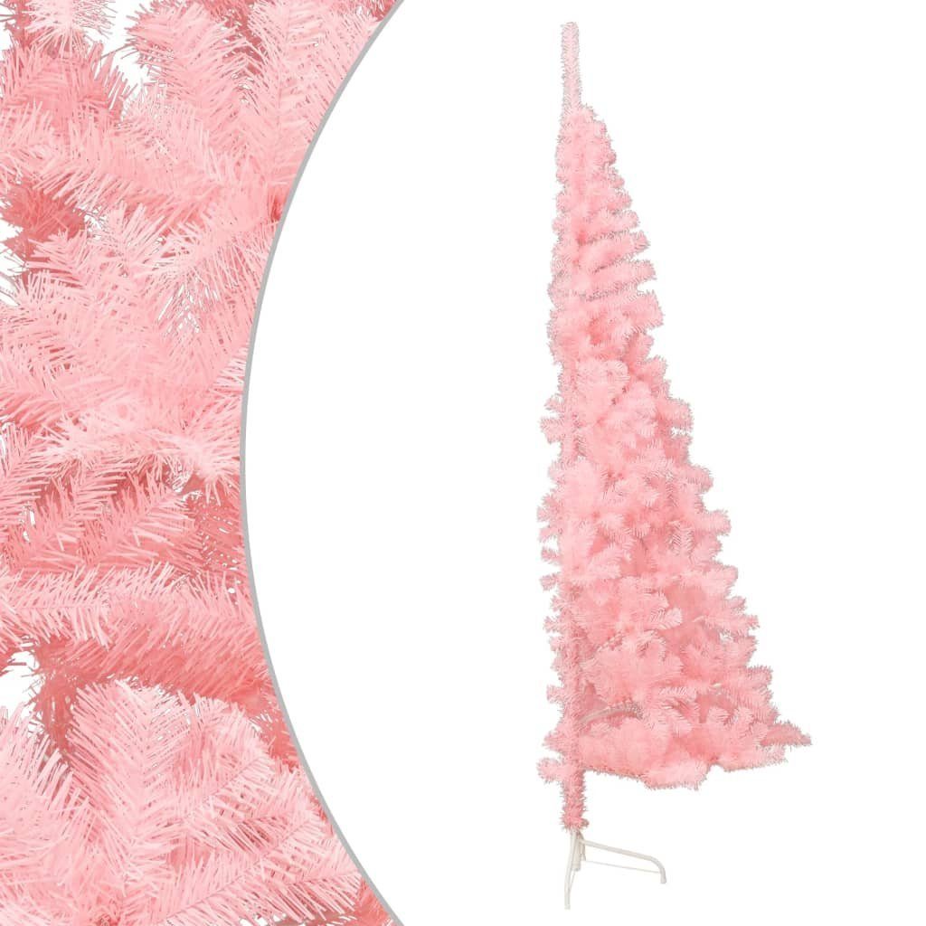 Ständer 150 Künstlicher vidaXL Weihnachtsbaum Rosa Künstlicher Halb-Weihnachtsbaum cm mit PVC
