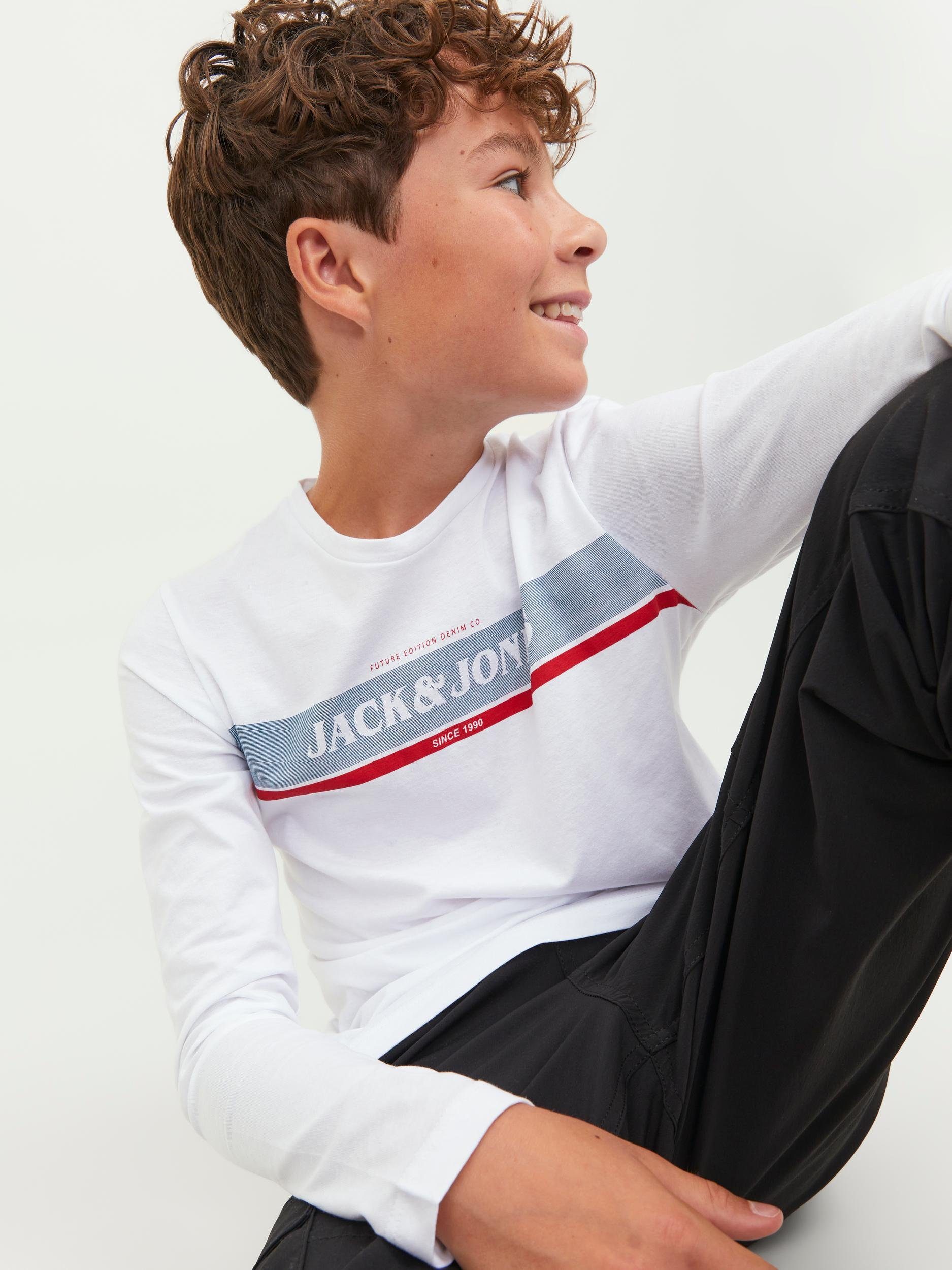 Jack & TEE Jones CREW white Langarmshirt LS Junior JJALEX JNR NECK
