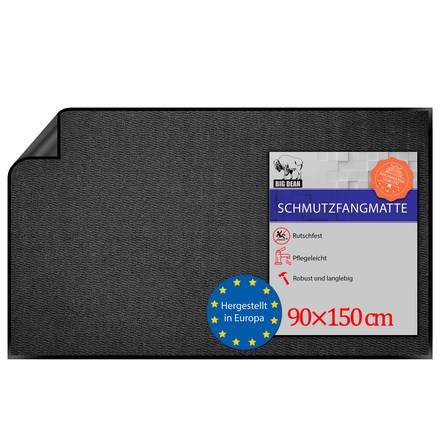 BigDean Fußmatte Schmutzfangmatte 90x150 cm Anthrazit – rutschfeste Made in günstig online kaufen