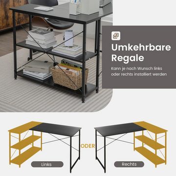 COSTWAY Eckschreibtisch, L-Form, mit Ablagefächern, 120x88x74,5cm