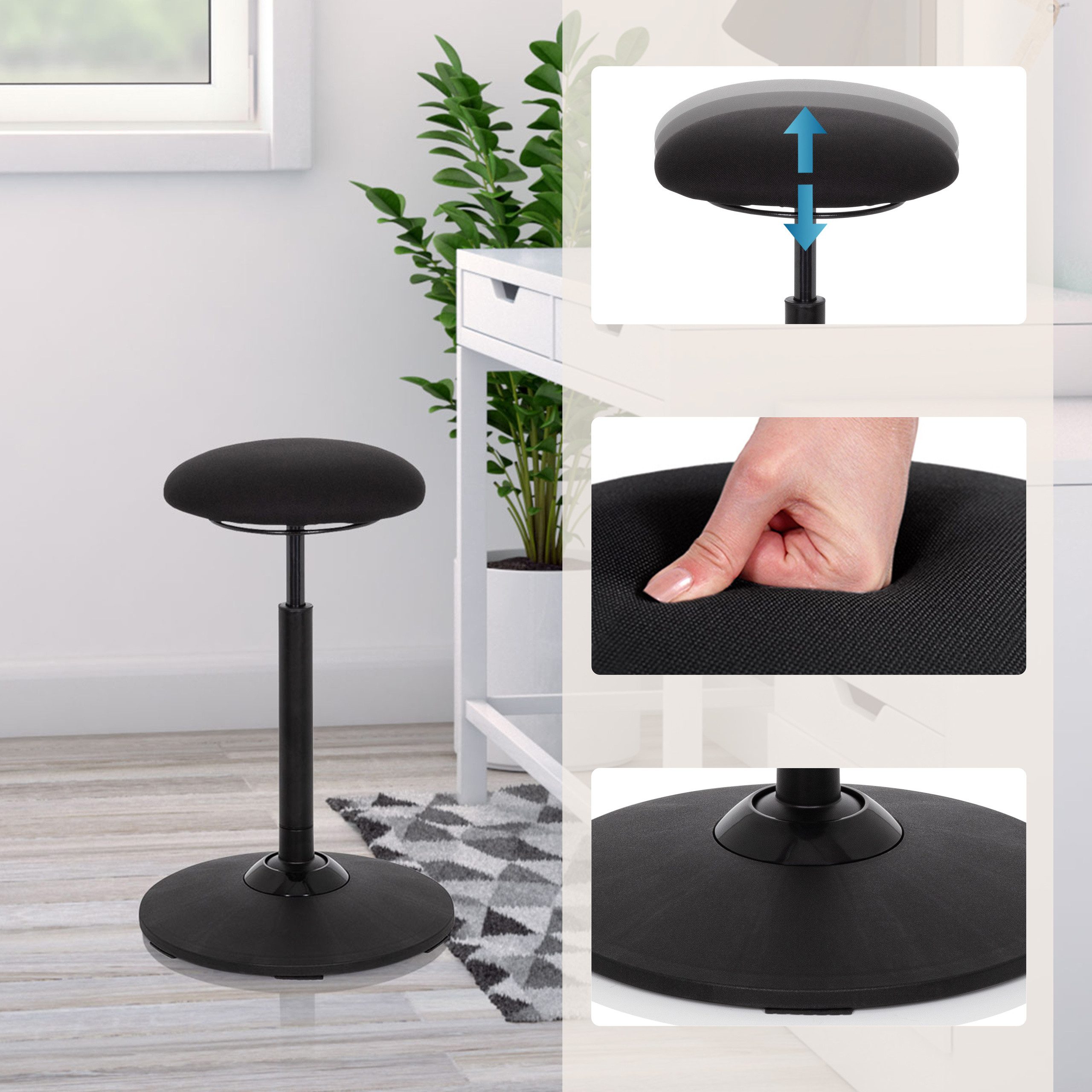 hjh OFFICE Stehhilfe Stehhilfe BALANCE SIT Stoff, Hocker