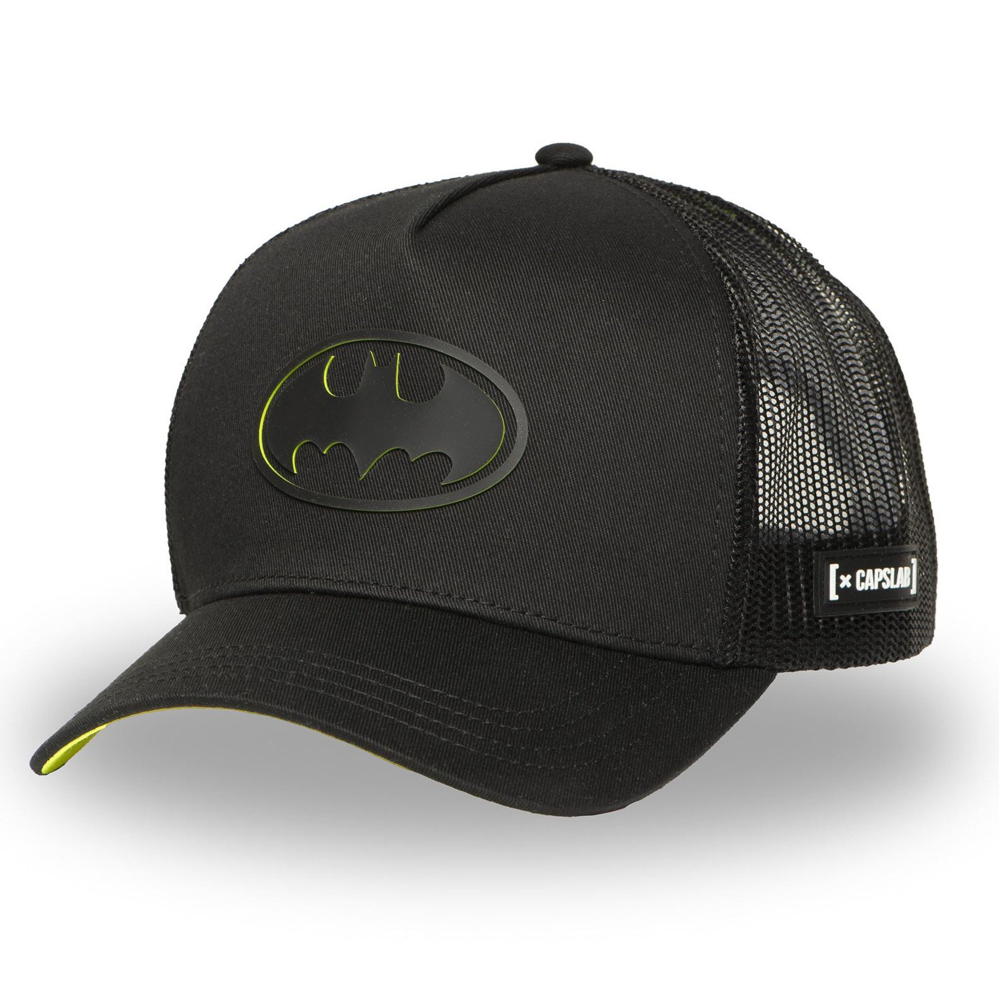 Capslab Trucker Cap CAPSLAB Trucker Cap - DC COMICS - BATMAN LOGO DARK KNIGHT Black/Black (Basecap, Basecap, Trucker Kappe, Meshcap) Innenbänder: bedruckt