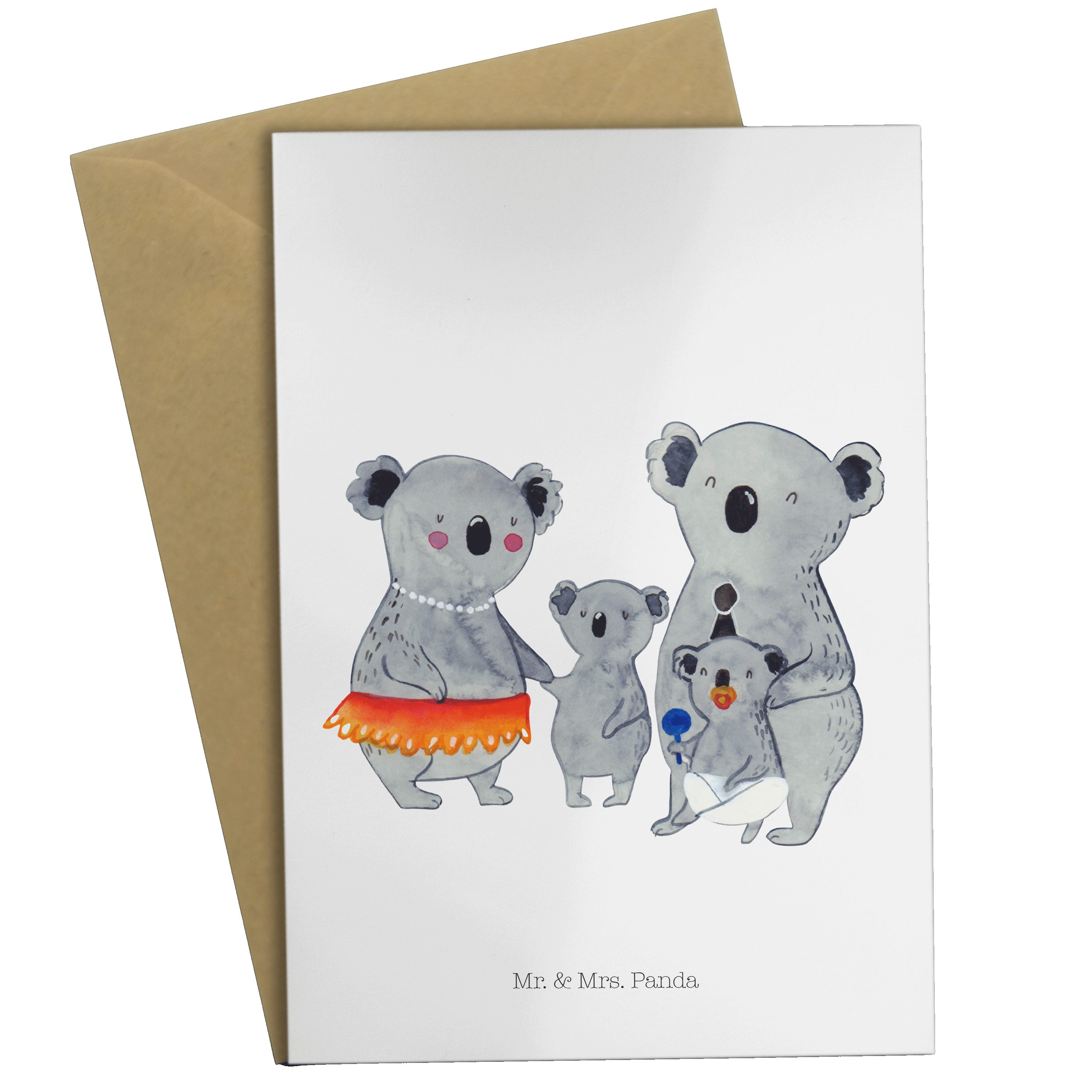 Mr. & Mrs. Panda - Mama, Geschwister, Koala Familie - Schwester, Grußkarte Einlad Geschenk, Weiß