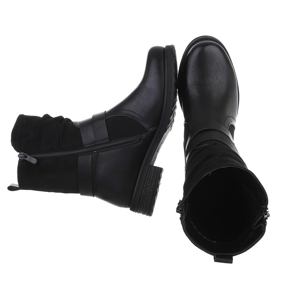 Ital-Design Stylischer Stretch-Stiefel mit Schnalle und Reißverschluss Stie günstig online kaufen