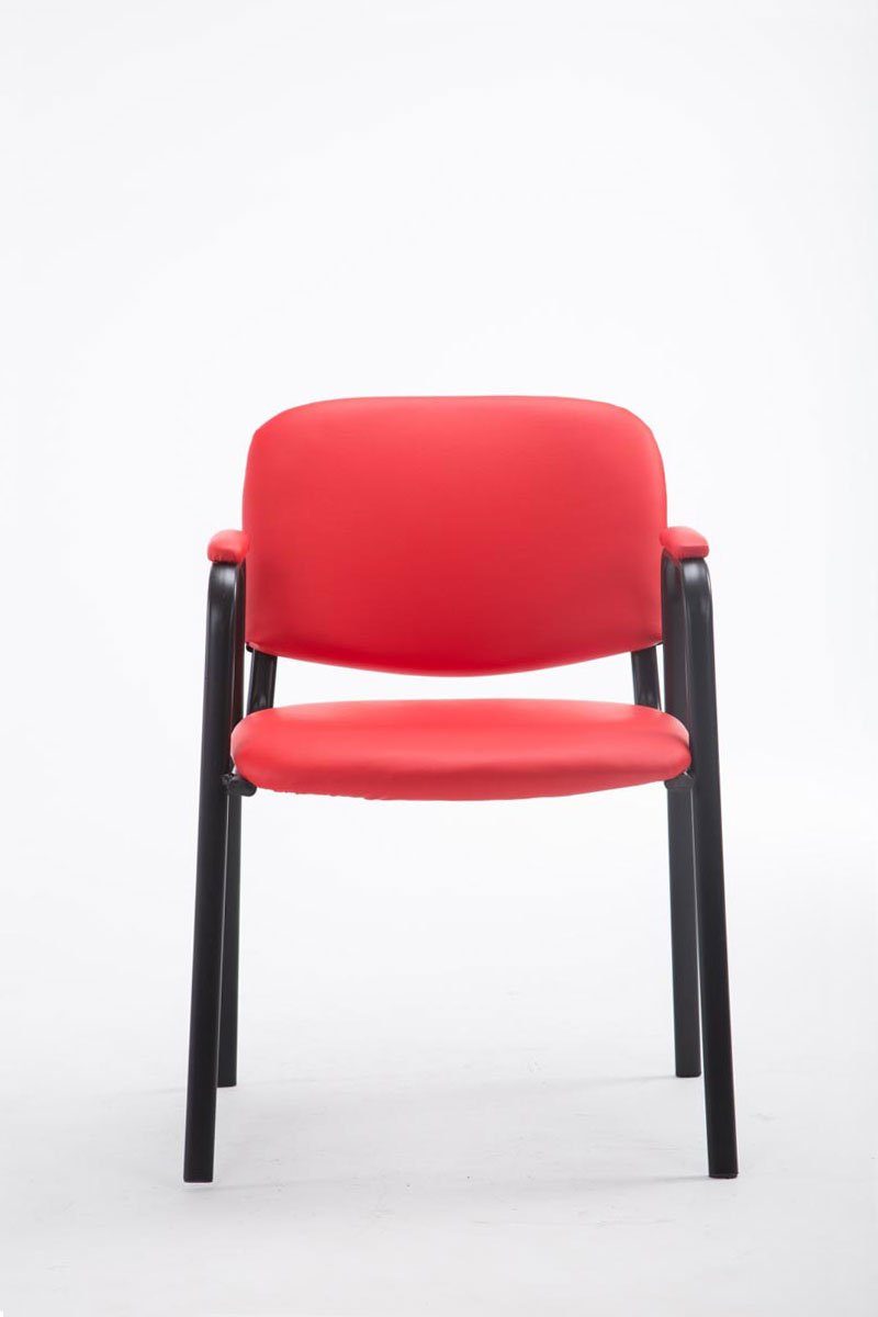- rot hochwertiger Besucherstuhl Metall - (Besprechungsstuhl schwarz Konferenzstuhl Gestell: Sitzfläche: mit Messestuhl), - Warteraumstuhl Keen - Kunstleder Polsterung TPFLiving