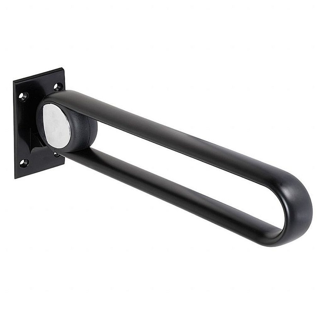 BRILLANTBAD® Stützklappgriff BELP Klappgriff in U-Form Aluminium Schwarz für Bad & WC >> Bohren