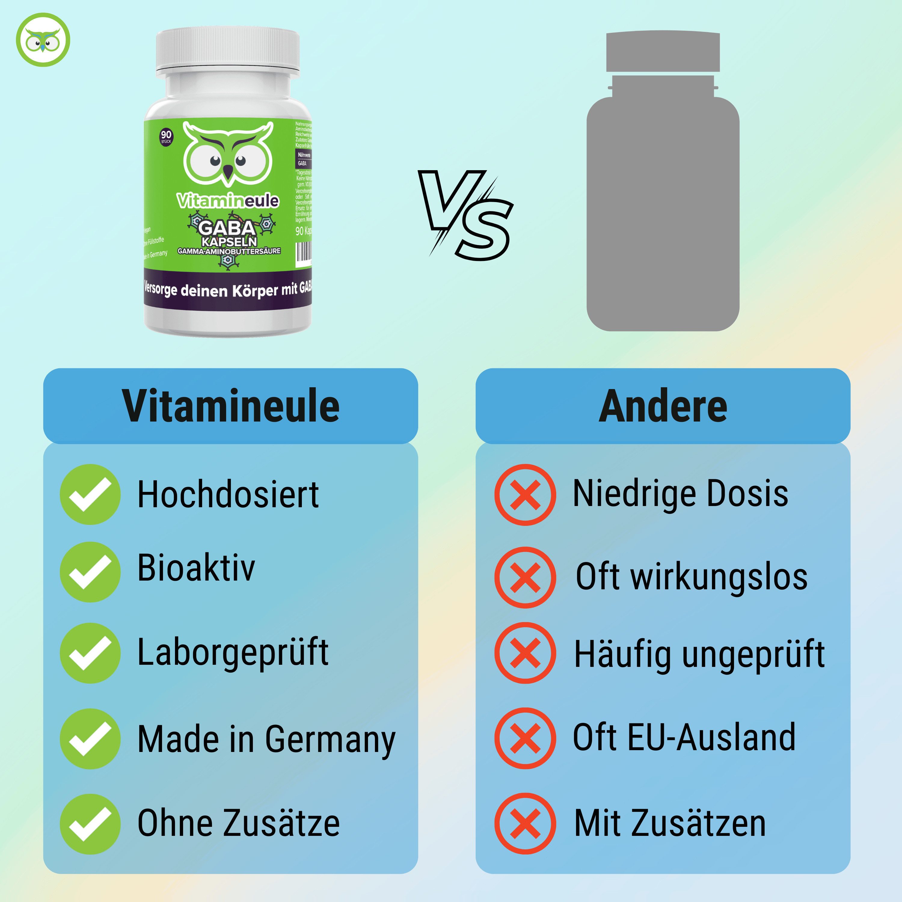 Vitamineule GABA Kapseln - Gamma-Aminobuttersäure - 90 Kapseln