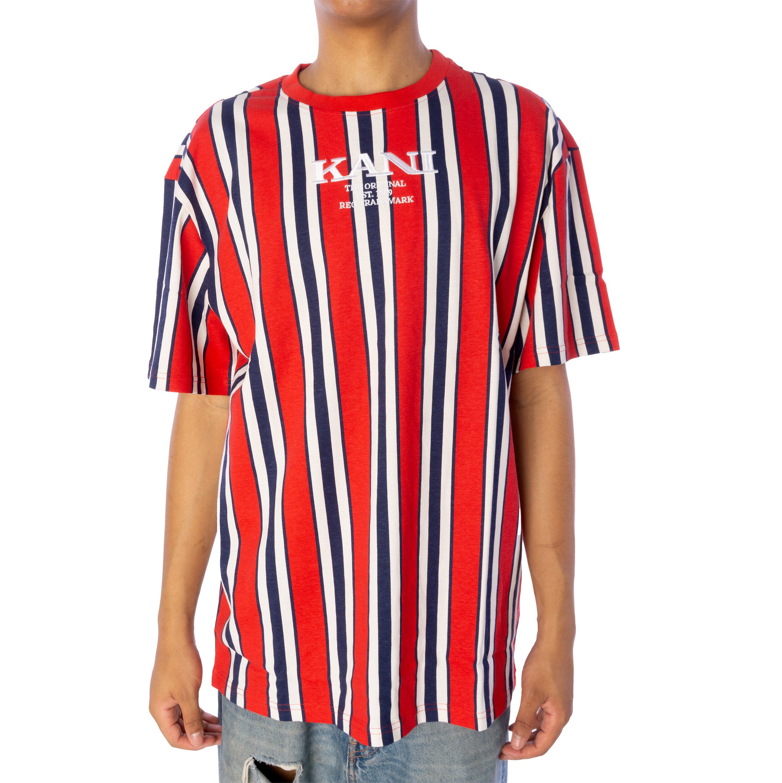 Karl Kani T-Shirt Karl Kani Reto Striped T-Shirt Herren Shirt red navy offwhite (1-tlg)