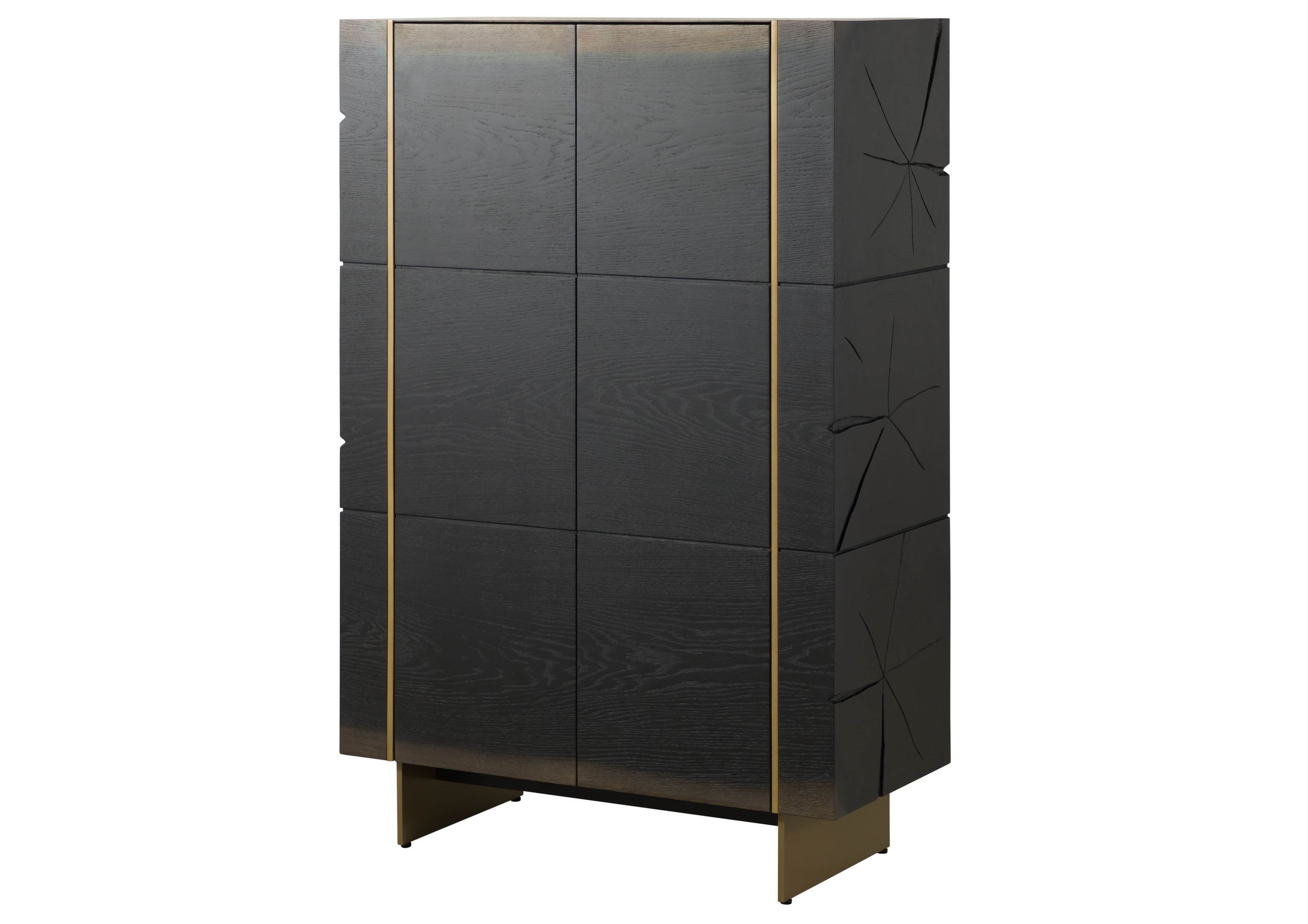Massivmoebel24 Highboard BEAMS (Massivholz), Eiche 94x45x142 dunkelbraun lackiert BEAMS #70