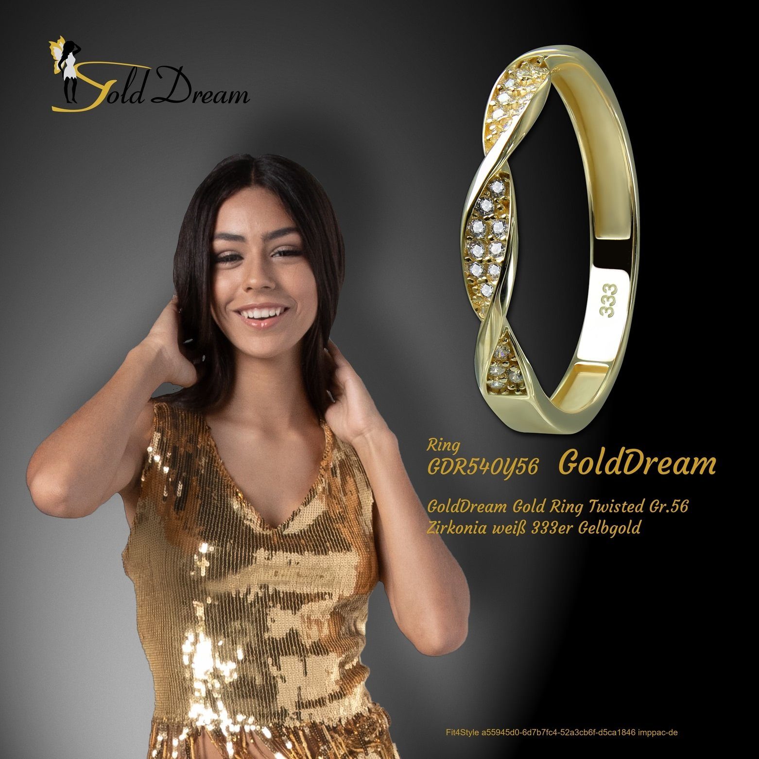 GoldDream Goldring Gelbgold Karat, weiß Twisted Gr.56 gold, Ring (Fingerring), GoldDream Ring - Farbe: 8 Gold Damen 333 Twisted