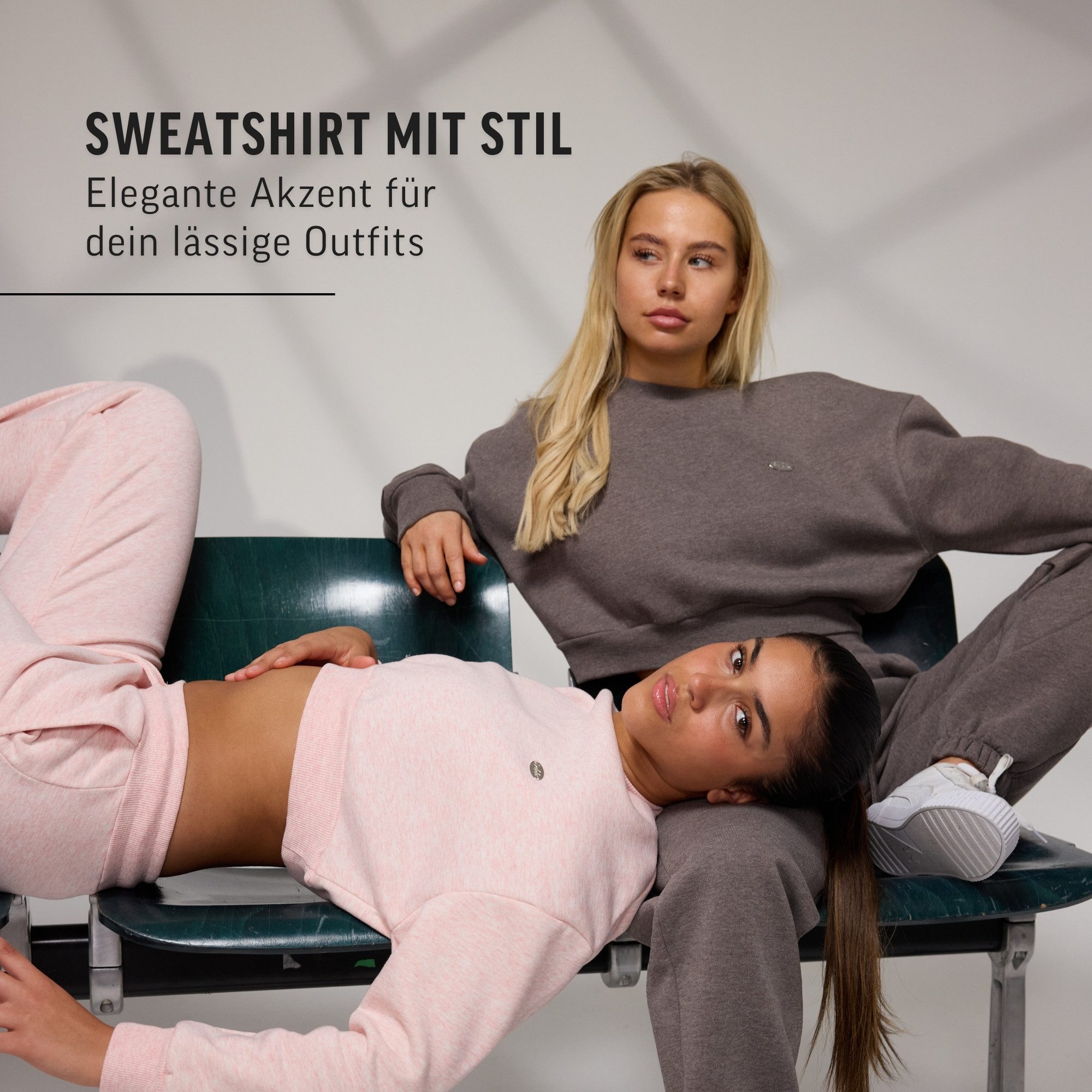 Smilodox Sweatshirt Amelia, Oversize Crop Pullover Langarmshirt Sport Freizeit Streetwear Relaxed Fit Hochwertiger Sweater Metallabel Lässig Atmungsaktiv