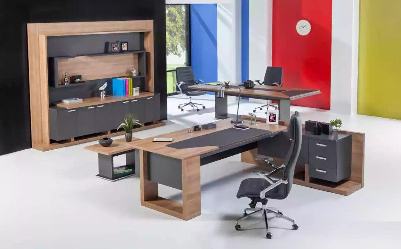 JVmoebel Schreibtisch Schreibtisch Büromöbel Eckschreibtisch Couchtisch Aktenschrank Set (3-St., Eckschreibtisch/Aktenschrank/Couchtisch)