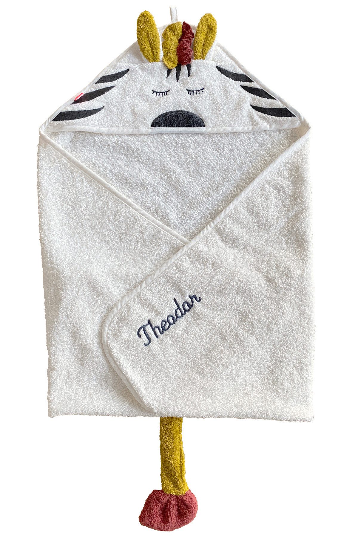 kikadu Badeponcho Kapuzen-Handtuch Zebra, kuschelig weich Bio-Baumwolle