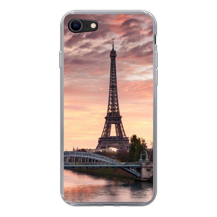 MuchoWow Handyhülle Paris - Eiffelturm - Brücke Handyhülle Apple iPhone 7 Smartphone-Bumper Print Handy Schutzhülle
